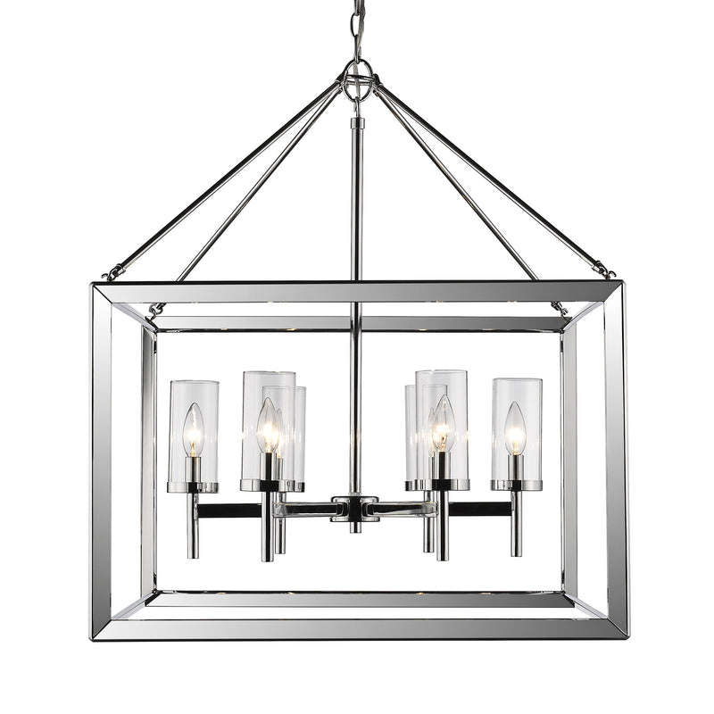 Golden 2074-6 CH-CLR Six Light Chandelier, Chrome