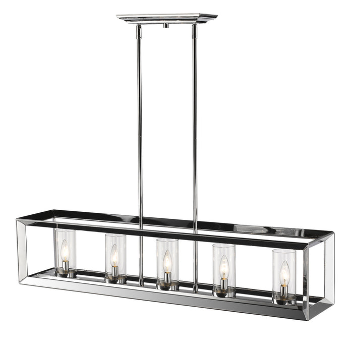 Golden 2074-LP CH-CLR Five Light Linear Pendant, Chrome