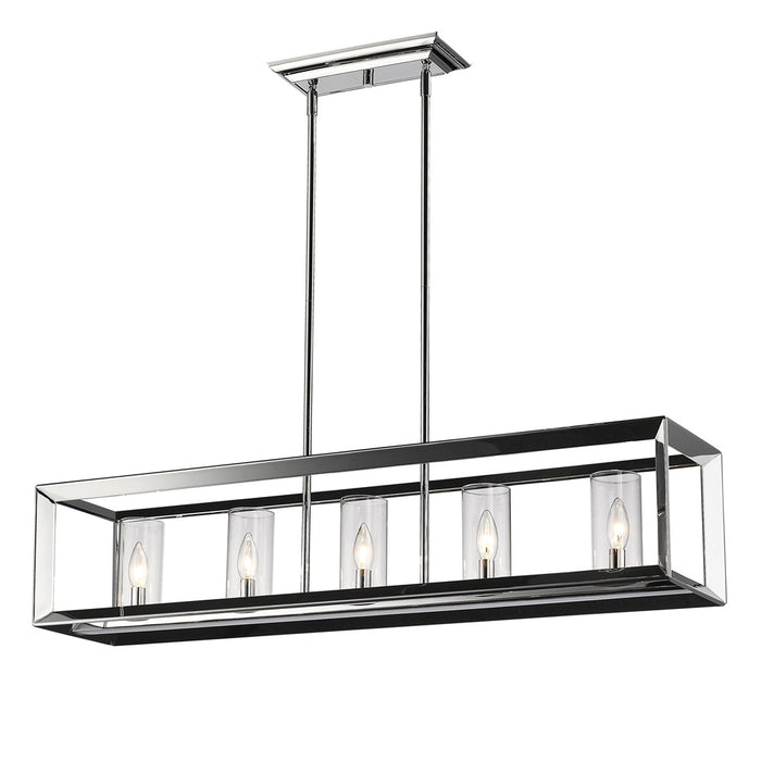 Golden 2074-LP CH-CLR Five Light Linear Pendant, Chrome
