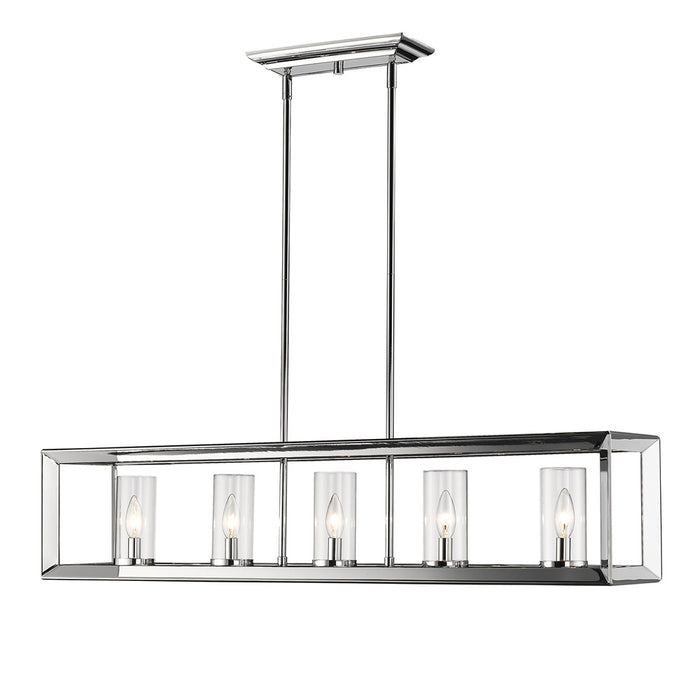 Golden 2074-LP CH-CLR Five Light Linear Pendant, Chrome