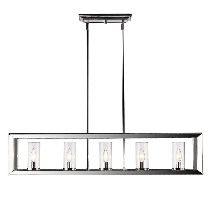 Golden 2074-LP CH-CLR Five Light Linear Pendant, Chrome