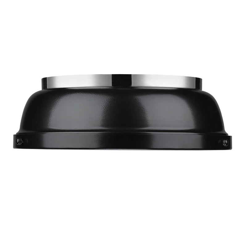 Golden 3602-14 CH-BK Two Light Flush Mount, Chrome
