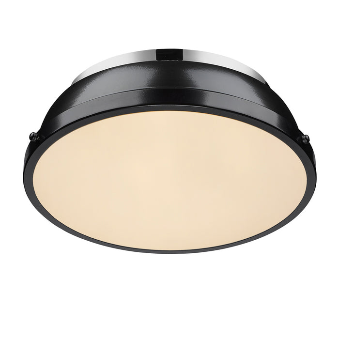 Golden 3602-14 CH-BK Two Light Flush Mount, Chrome