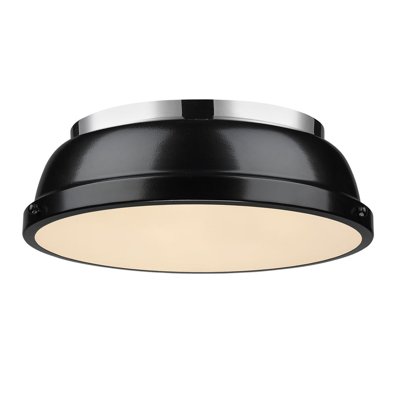 Golden 3602-14 CH-BK Two Light Flush Mount, Chrome