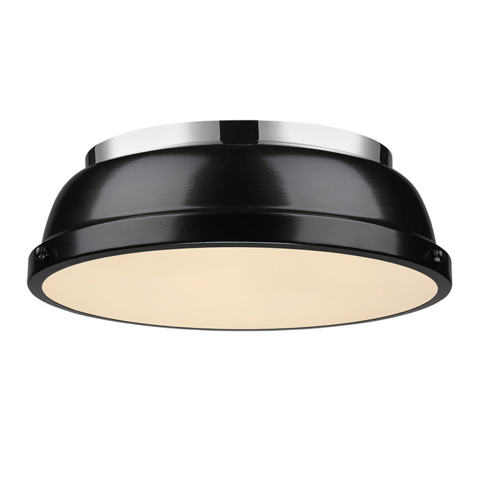 Golden 3602-14 CH-BK Two Light Flush Mount, Chrome