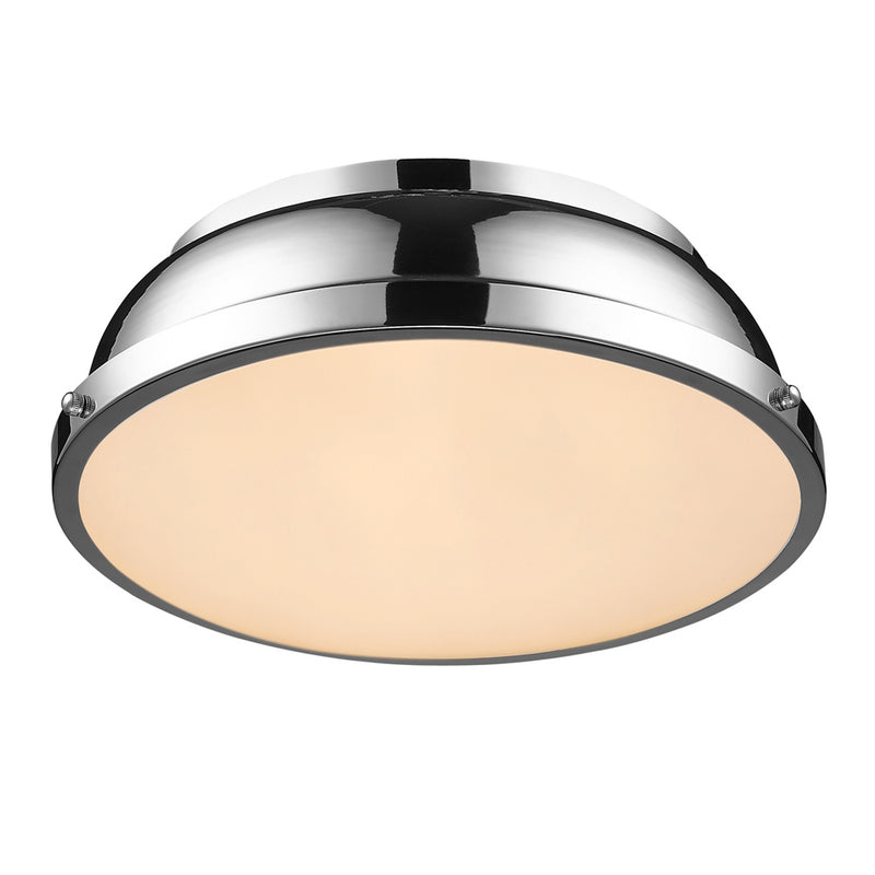 Golden 3602-14 CH-CH Two Light Flush Mount, Chrome