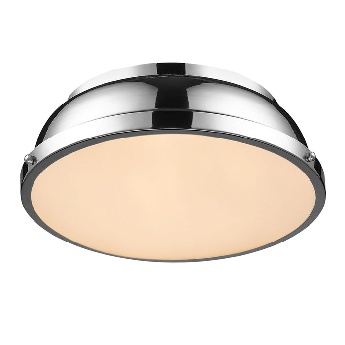 Golden 3602-14 CH-CH Two Light Flush Mount, Chrome