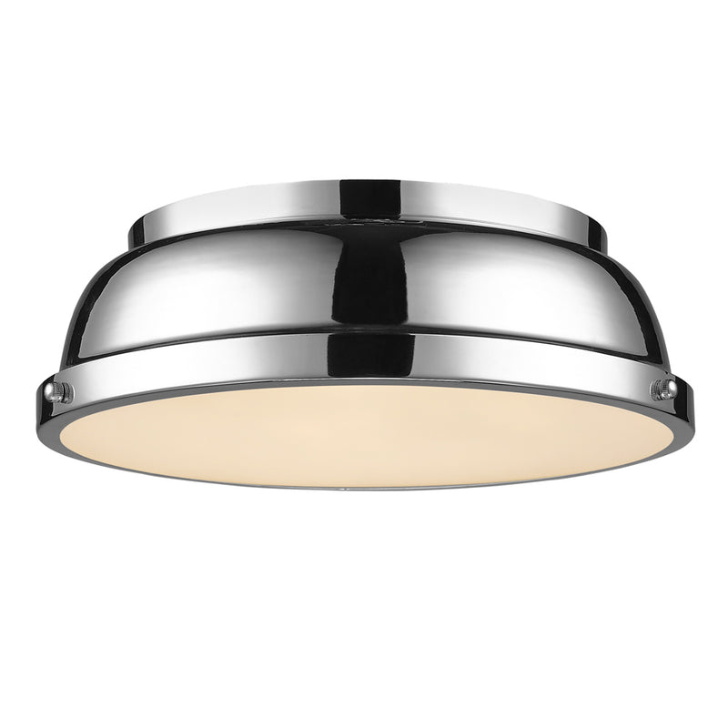 Golden 3602-14 CH-CH Two Light Flush Mount, Chrome