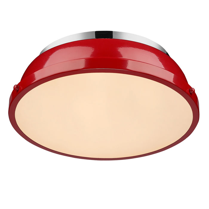 Golden 3602-14 CH-RD Two Light Flush Mount, Chrome