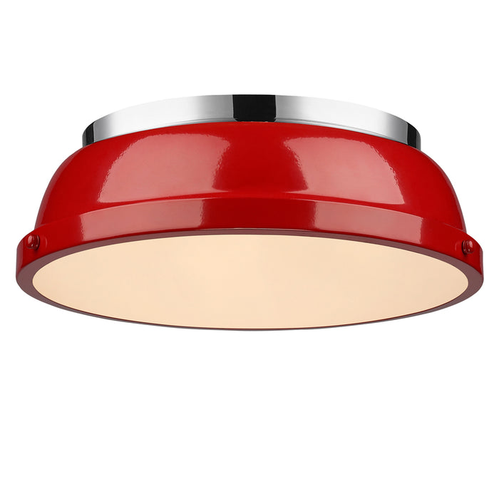 Golden 3602-14 CH-RD Two Light Flush Mount, Chrome