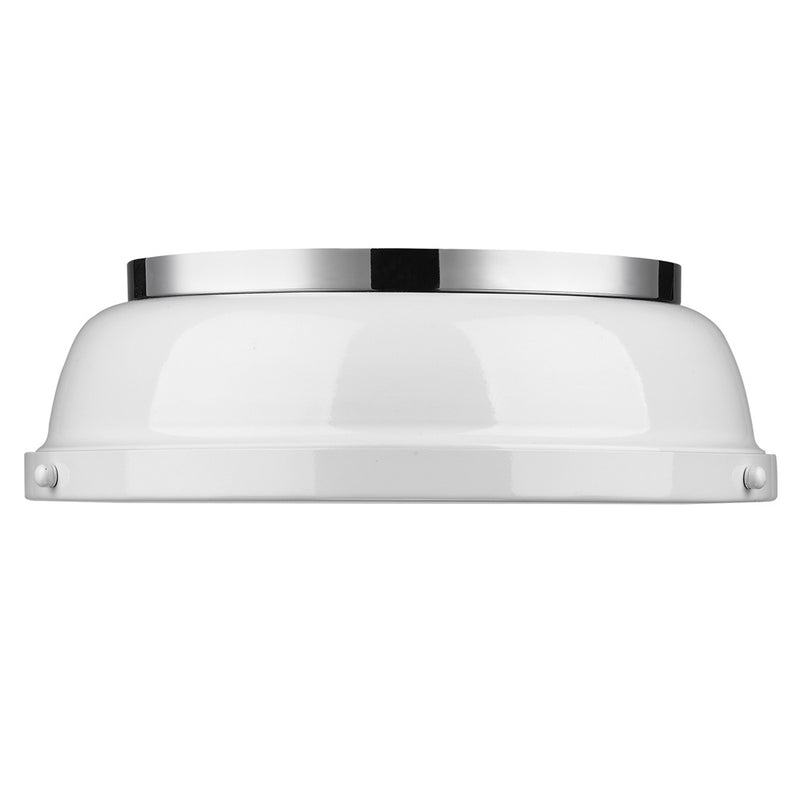 Golden 3602-14 CH-WH Two Light Flush Mount, Chrome