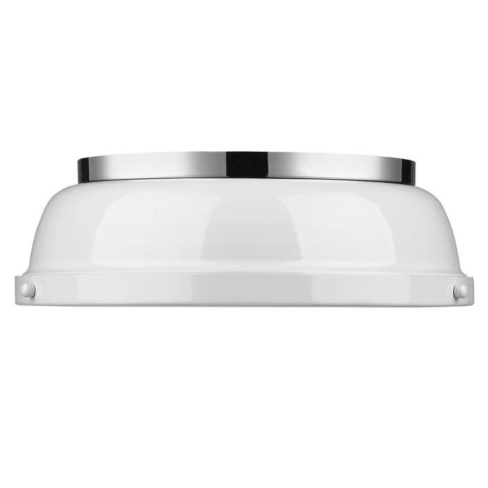 Golden 3602-14 CH-WH Two Light Flush Mount, Chrome