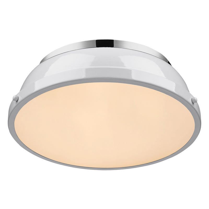 Golden 3602-14 CH-WH Two Light Flush Mount, Chrome