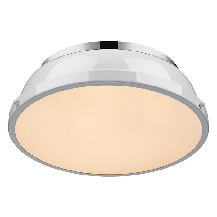 Golden 3602-14 CH-WH Two Light Flush Mount, Chrome