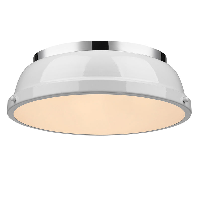 Golden 3602-14 CH-WH Two Light Flush Mount, Chrome