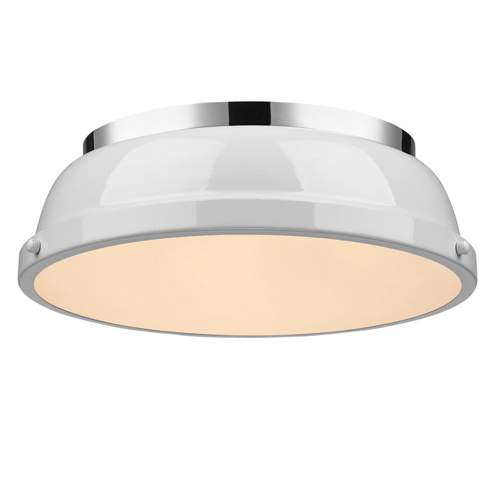 Golden 3602-14 CH-WH Two Light Flush Mount, Chrome