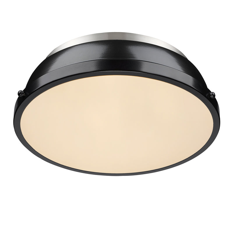 Golden 3602-14 PW-BK Two Light Flush Mount, Pewter