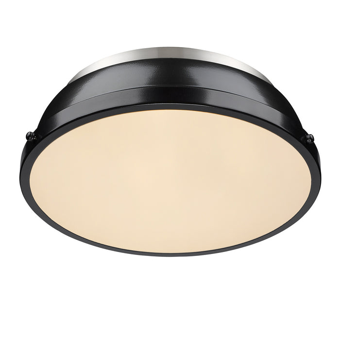 Golden 3602-14 PW-BK Two Light Flush Mount, Pewter