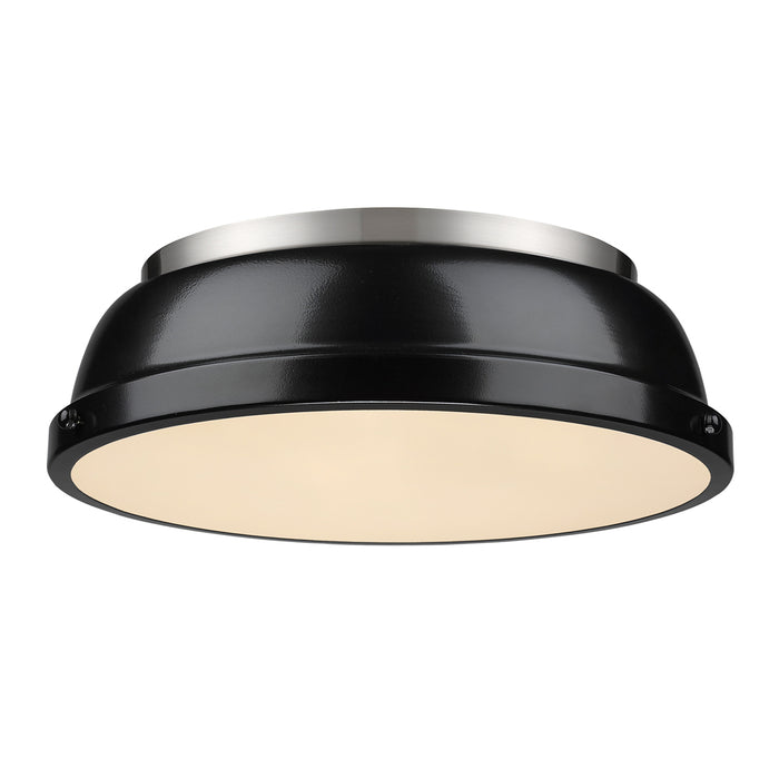 Golden 3602-14 PW-BK Two Light Flush Mount, Pewter