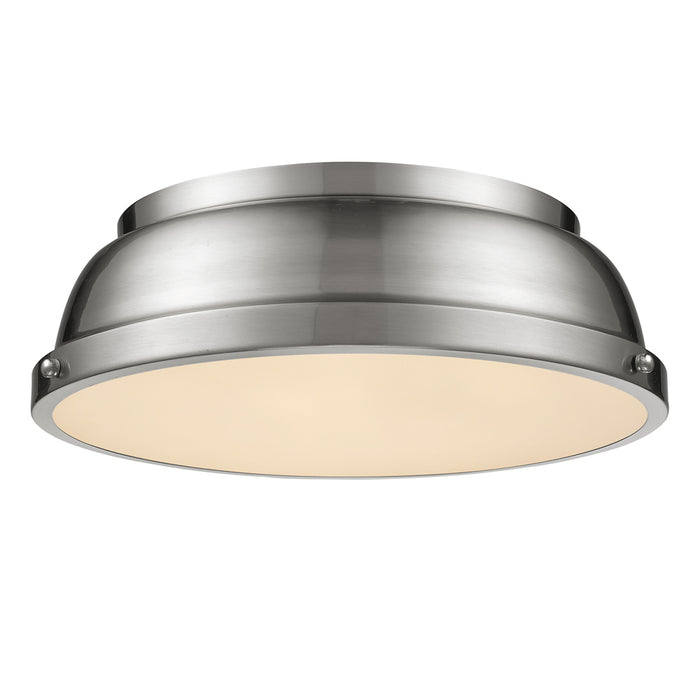 Golden 3602-14 PW-PW Two Light Flush Mount, Pewter