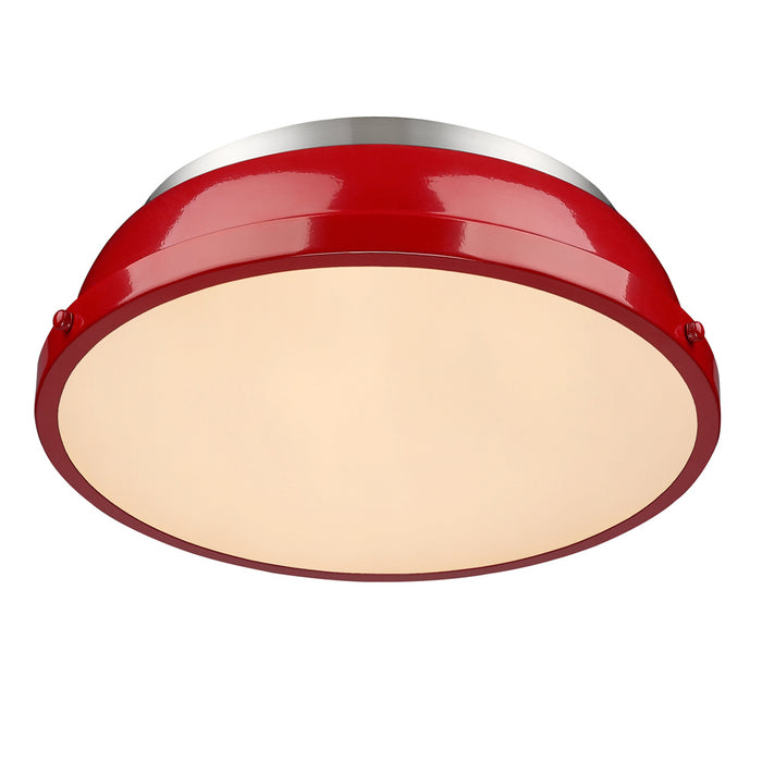 Golden 3602-14 PW-RD Two Light Flush Mount, Pewter