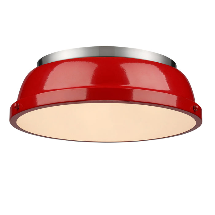 Golden 3602-14 PW-RD Two Light Flush Mount, Pewter