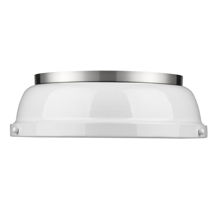Golden 3602-14 PW-WH Two Light Flush Mount, Pewter