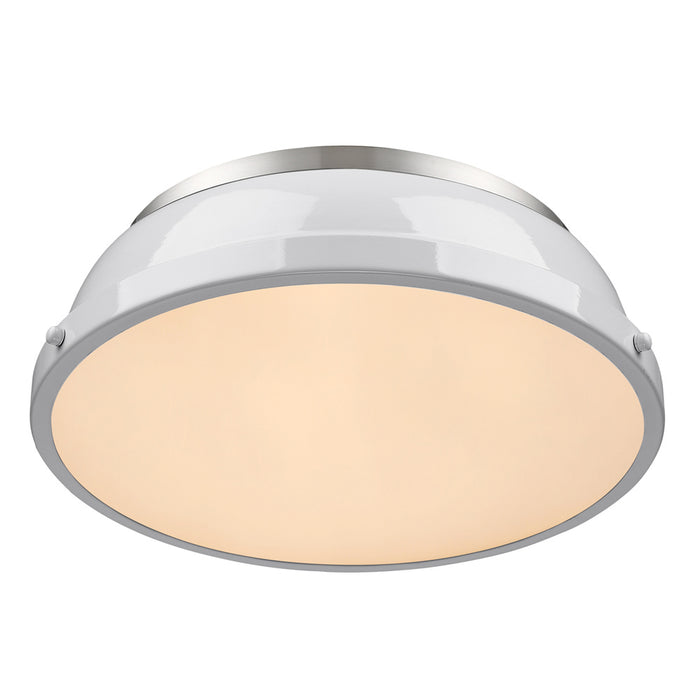 Golden 3602-14 PW-WH Two Light Flush Mount, Pewter