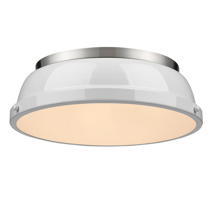 Golden 3602-14 PW-WH Two Light Flush Mount, Pewter