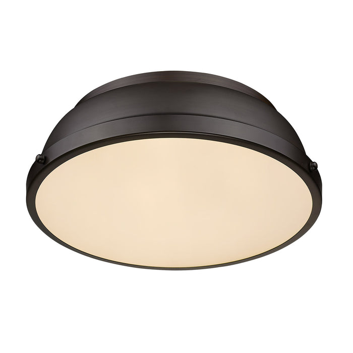 Golden 3602-14 RBZ-RBZ Two Light Flush Mount, Rubbed Bronze
