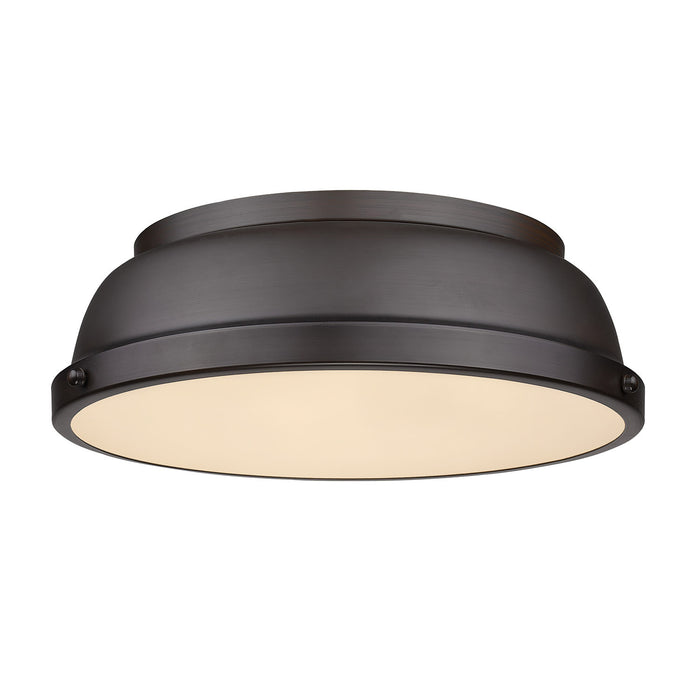 Golden 3602-14 RBZ-RBZ Two Light Flush Mount, Rubbed Bronze