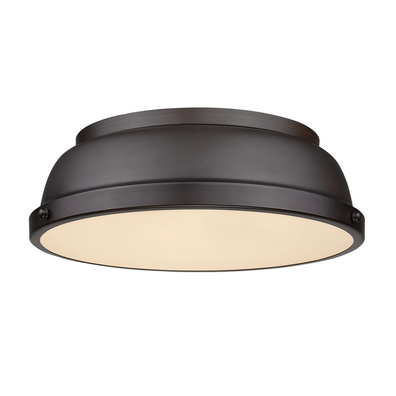 Golden 3602-14 RBZ-RBZ Two Light Flush Mount, Rubbed Bronze