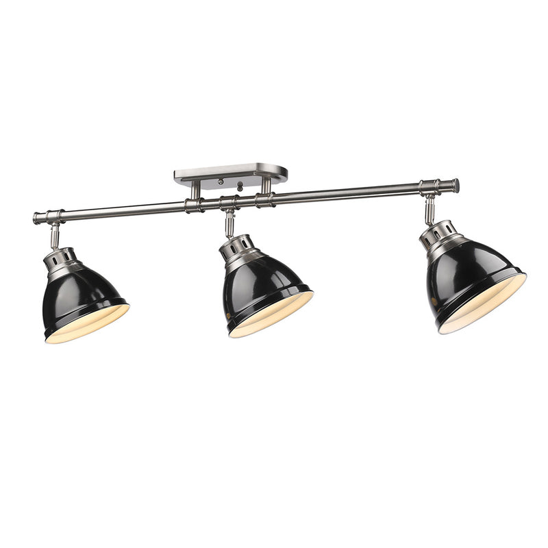 Golden 3602-3SF PW-BK Three Light Semi-Flush Mount, Pewter