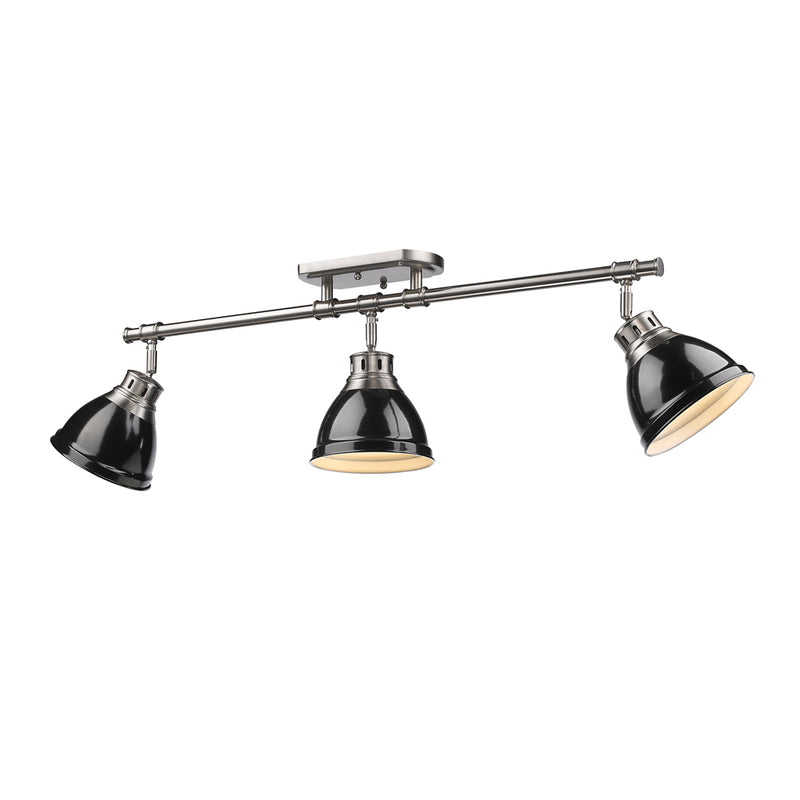 Golden 3602-3SF PW-BK Three Light Semi-Flush Mount, Pewter