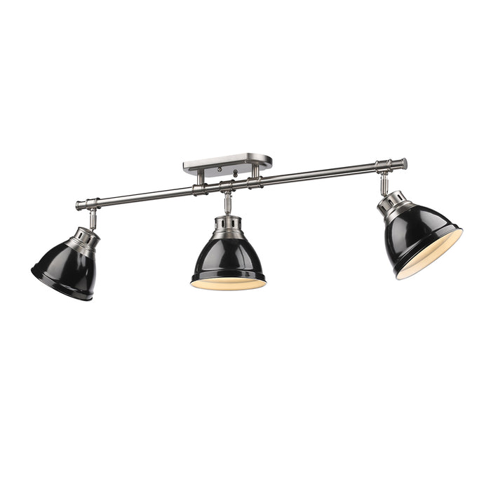Golden 3602-3SF PW-BK Three Light Semi-Flush Mount, Pewter