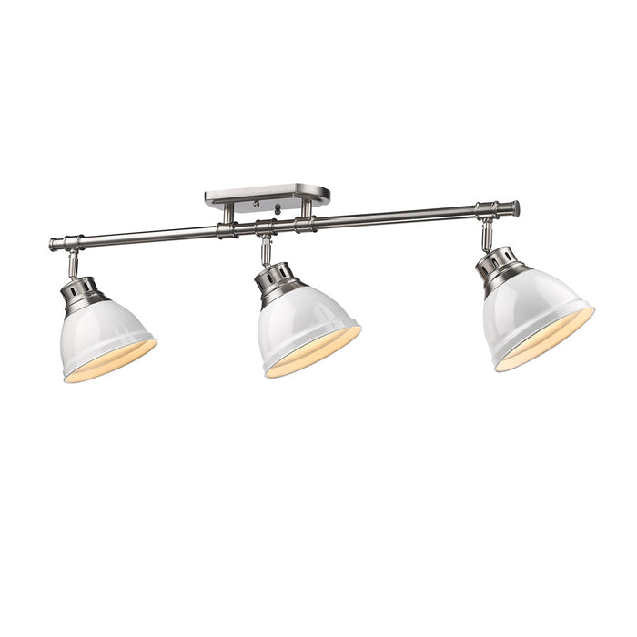 Golden 3602-3SF PW-WH Three Light Semi-Flush Mount, Pewter