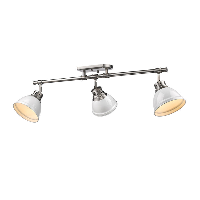 Golden 3602-3SF PW-WH Three Light Semi-Flush Mount, Pewter