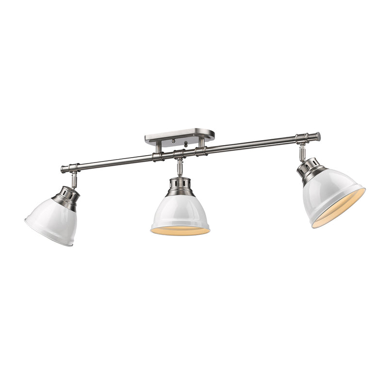 Golden 3602-3SF PW-WH Three Light Semi-Flush Mount, Pewter
