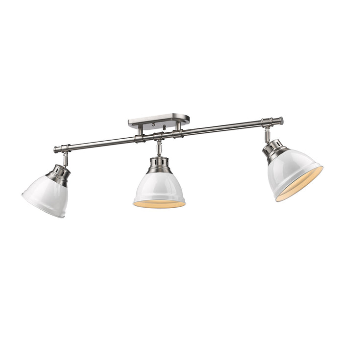 Golden 3602-3SF PW-WH Three Light Semi-Flush Mount, Pewter