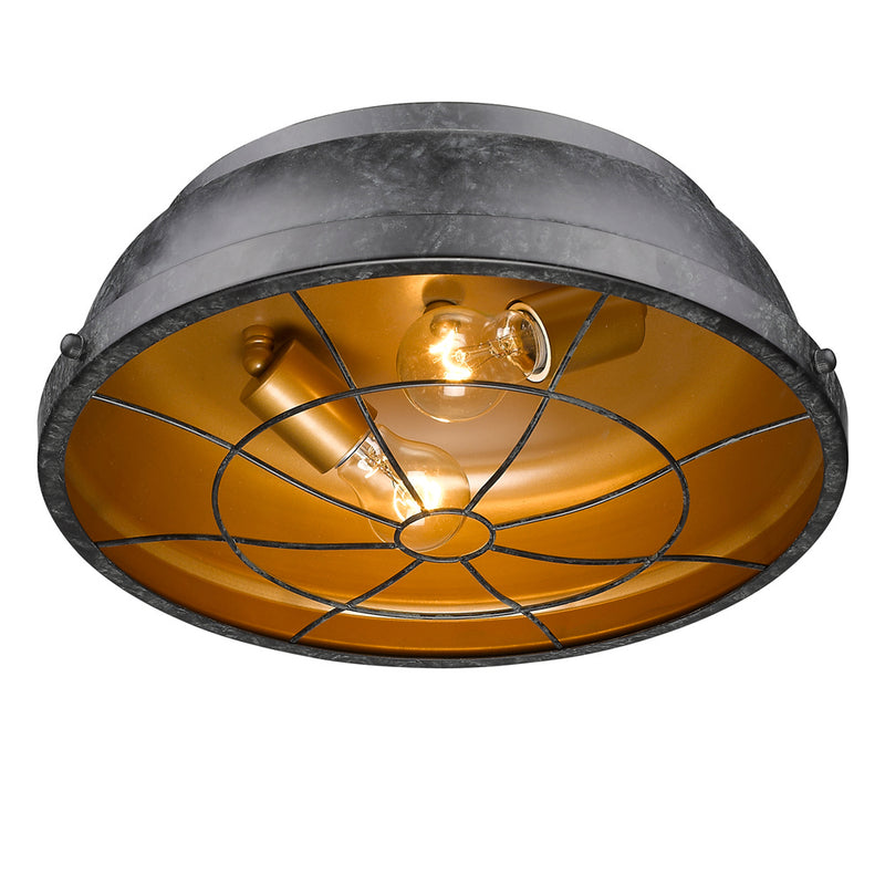 Golden 7312-FM BP Two Light Flush Mount, Black Patina