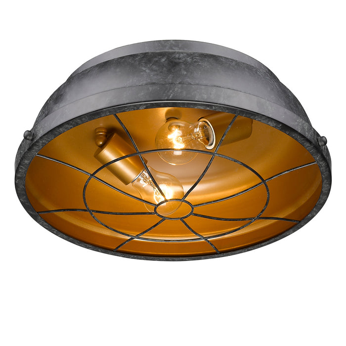 Golden 7312-FM BP Two Light Flush Mount, Black Patina