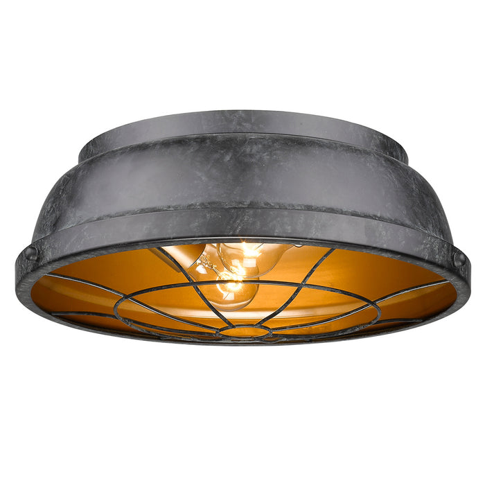 Golden 7312-FM BP Two Light Flush Mount, Black Patina