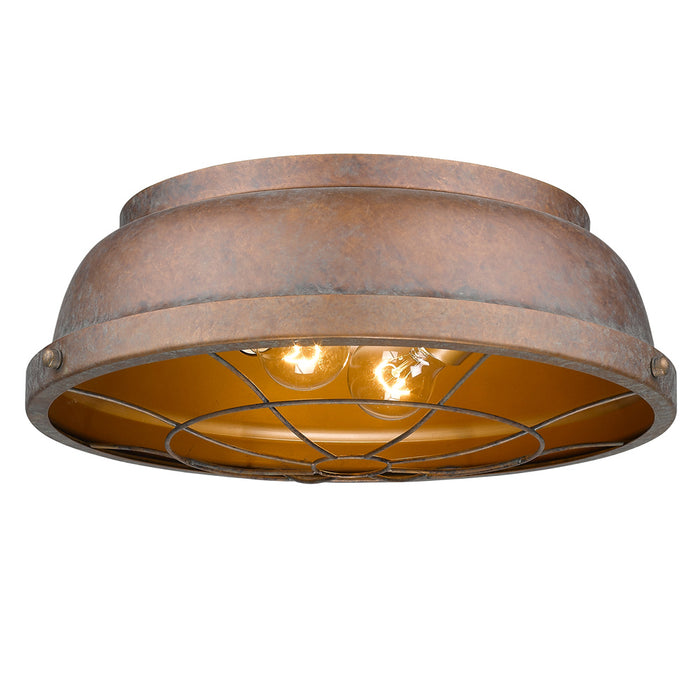 Golden 7312-FM CP Two Light Flush Mount, Copper Patina