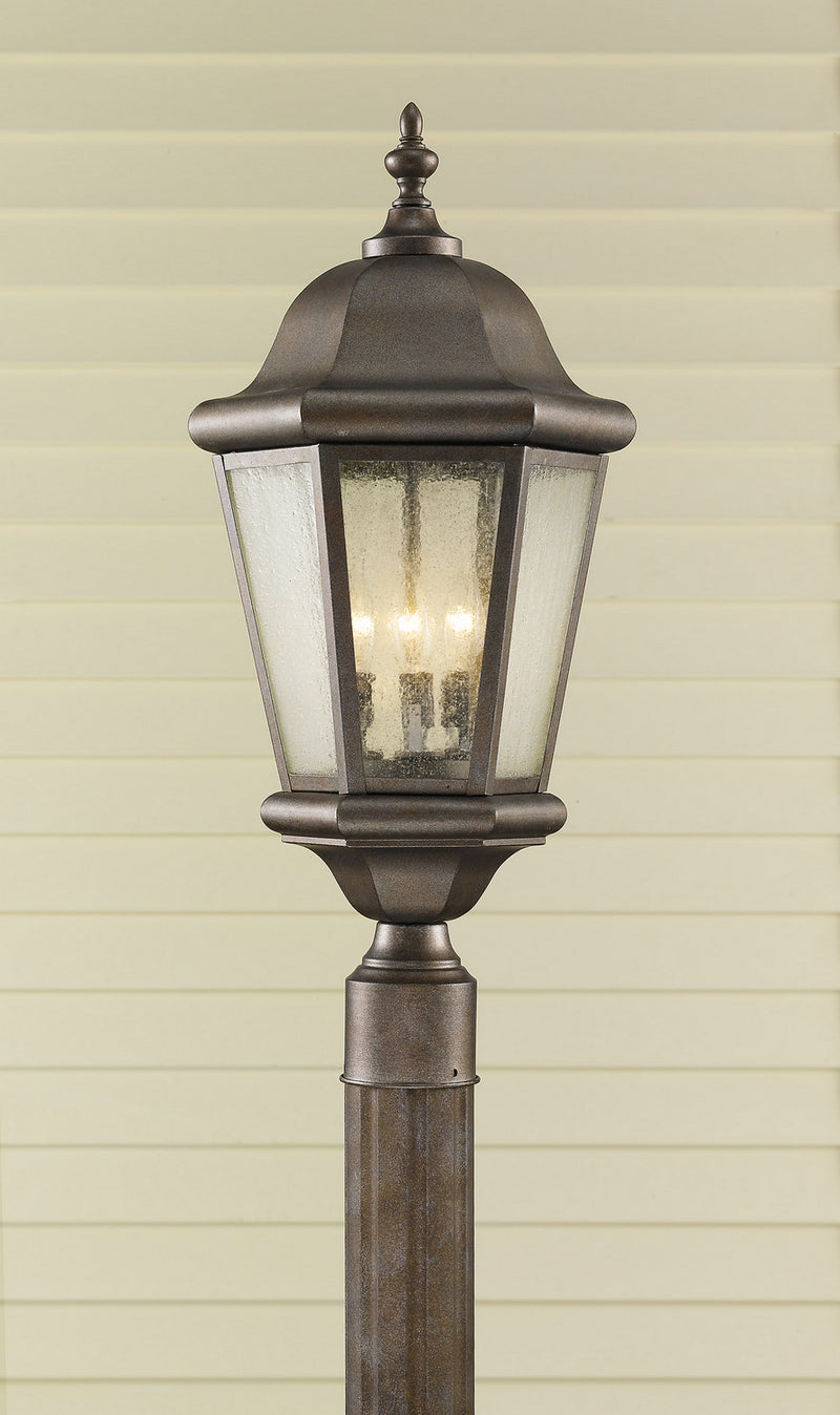 Generation Lighting OL5907CB Three Light Outdoor Post Lantern, Corinthian Bronze