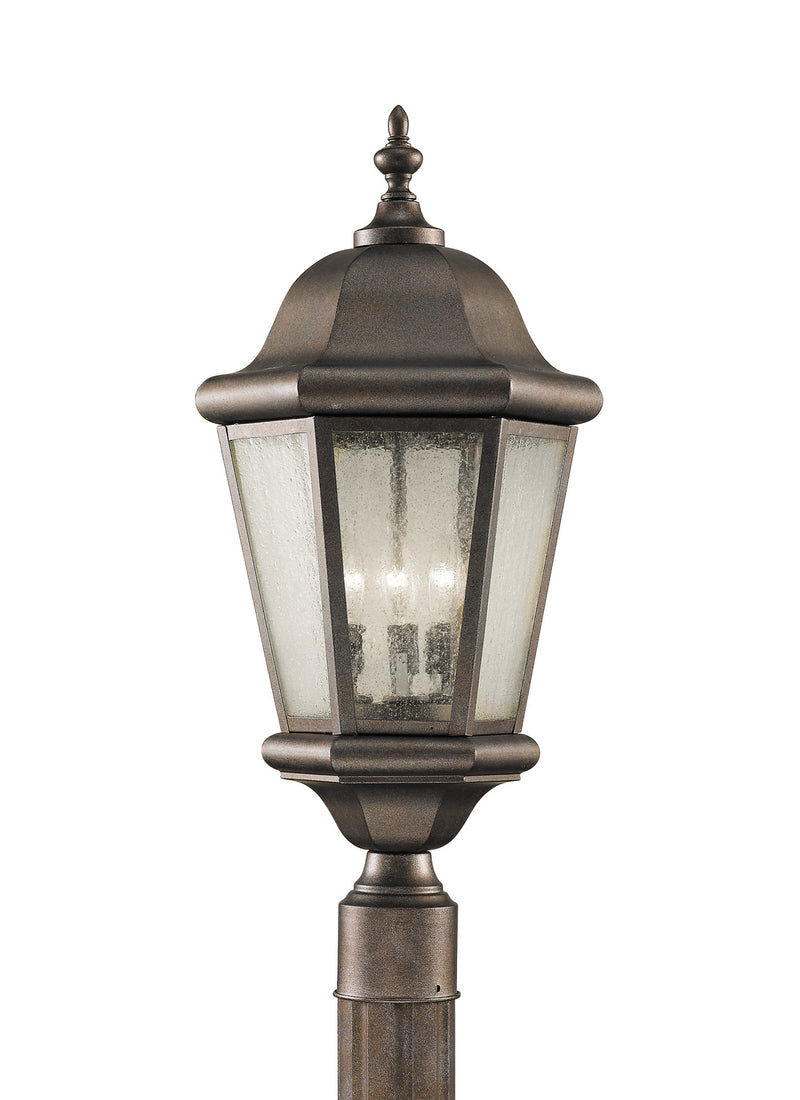 Generation Lighting OL5907CB Three Light Outdoor Post Lantern, Corinthian Bronze