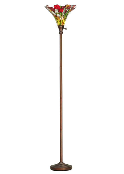 Meyda Tiffany 127155 73.5" Torchiere, Beige Burgundy Flame Orange