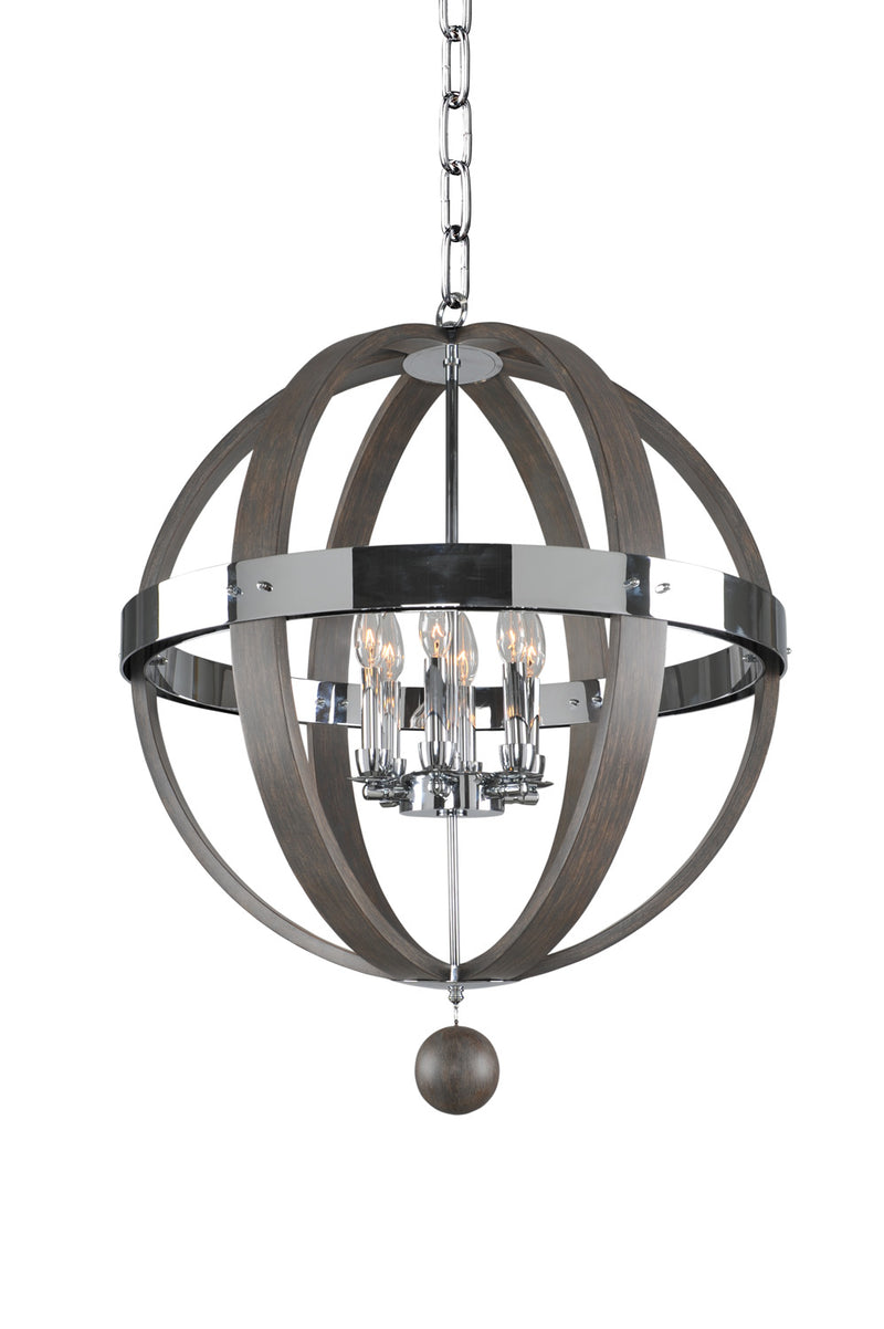 Kalco 300483CH Six Light Pendant, Chrome