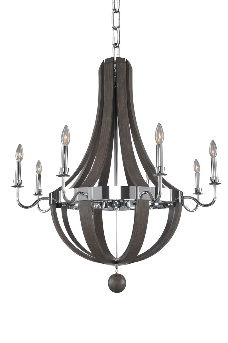 Kalco 300484CH Eight Light Chandelier, Chrome