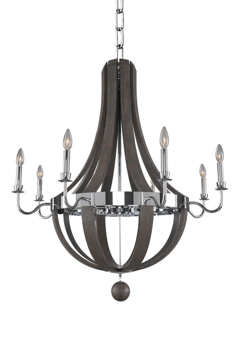 Kalco 300484CH Eight Light Chandelier, Chrome