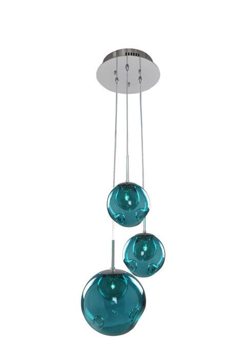 Kalco 309540CH/AQUA Three Light Pendant, Chrome